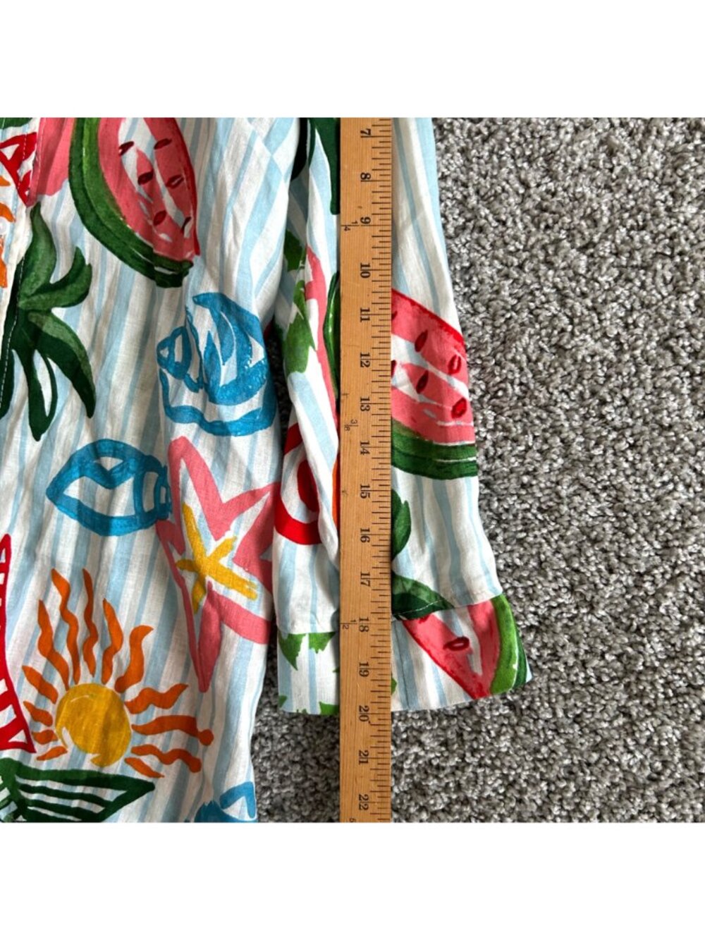 Calypso St. Barth Women's Sz M Fruit Print Linen Blend Button-Down Shirt Top - Picture 7 of 9